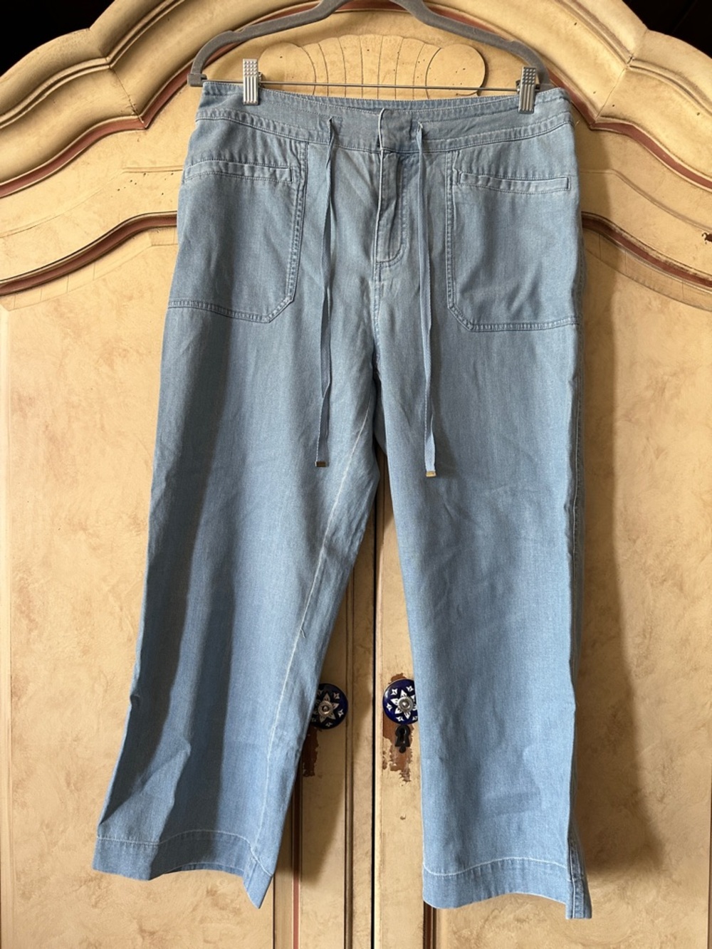 Soft Surroundings Light Wash High-Rise Drawstring Jeans
